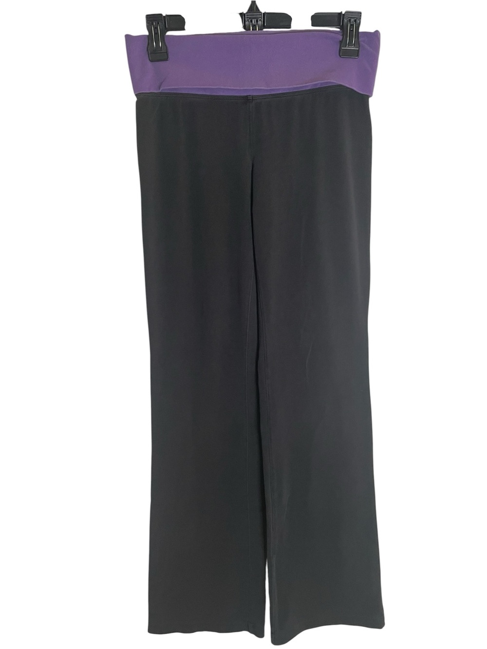 PINK Victoria's Secret Black Wide-Leg Pants w/ Purple Fold-Over Waistband Size S